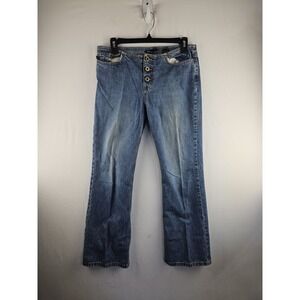 Vintage Express Blue Hipster Flare Denim Button Fly Jeans Women's 5/6 S 30x28‎